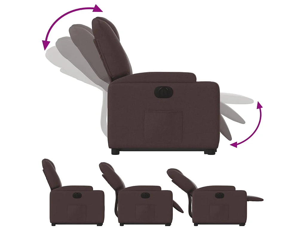 Fauteuil inclinable électrique marron foncé tissu