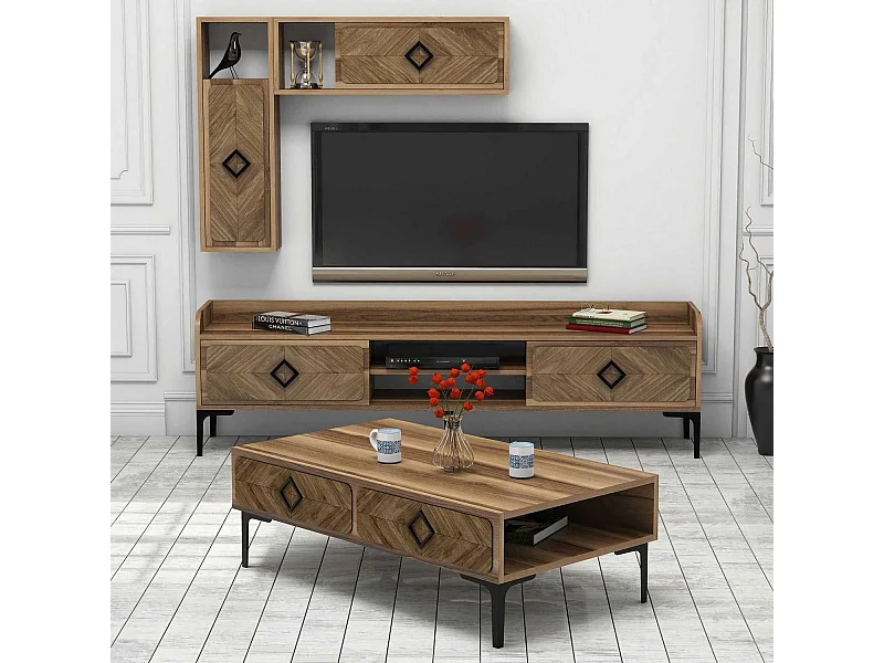Ensemble de meubles de salon Elzy 3 meubles Bois foncé