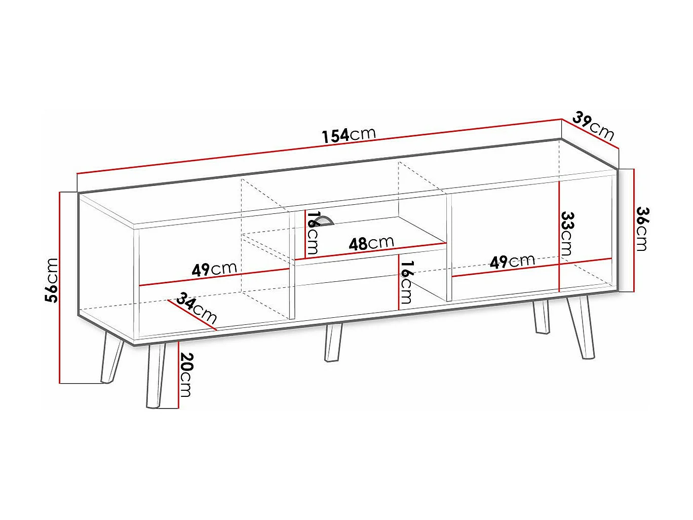 Móvel TV AMBIHOME DAMA 154x39x56cm