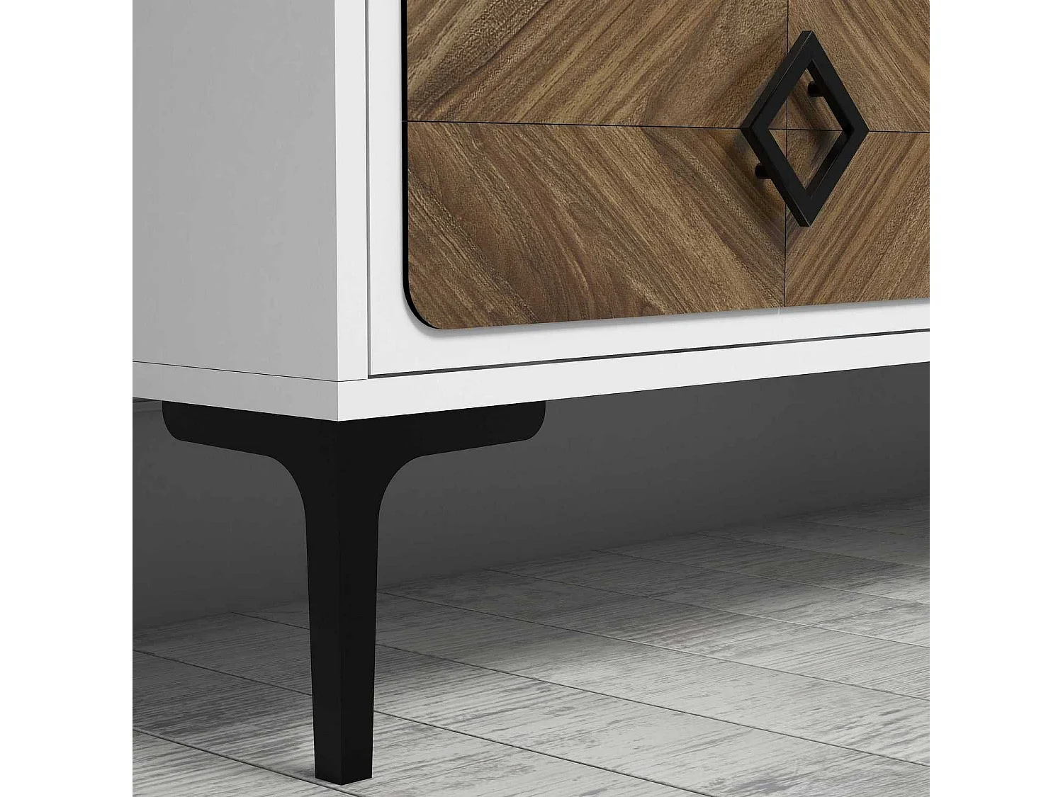 Ensemble de meubles de salon Elzy 3 meubles Blanc et Bois foncé