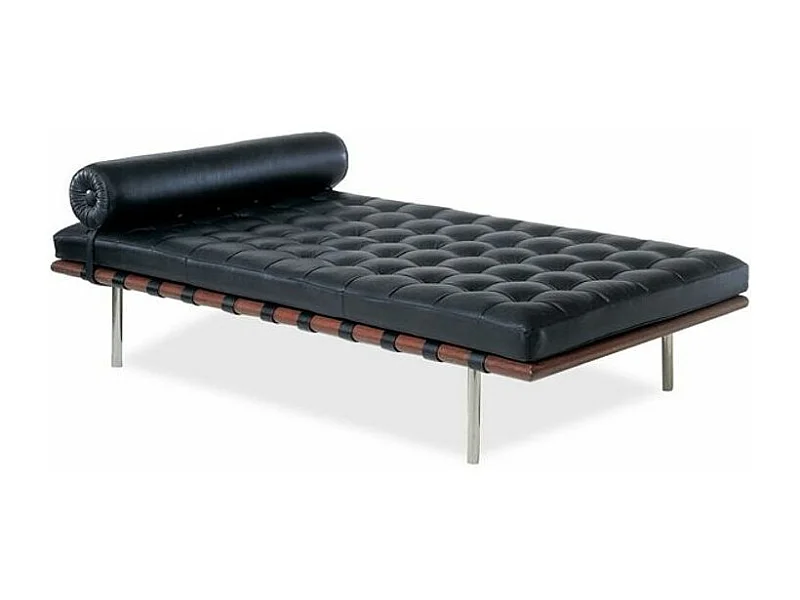 Méridienne design cuir noir capitonné Larkow