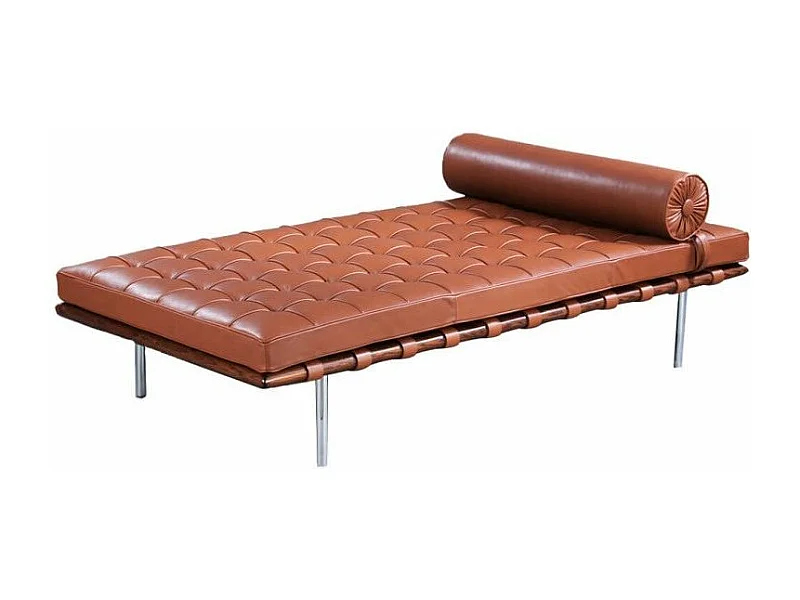 Méridienne design cuir marron capitonné Larkow