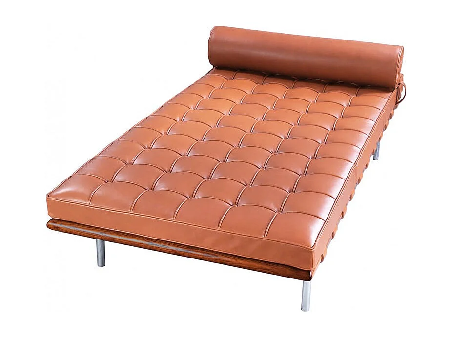 Méridienne design cuir marron capitonné Larkow