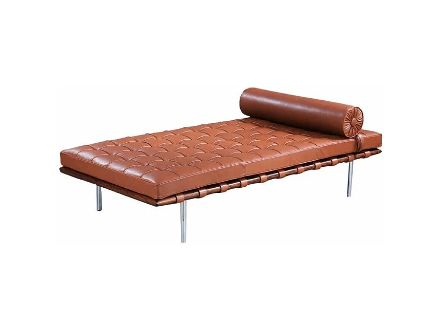 Méridienne design cuir marron capitonné Larkow