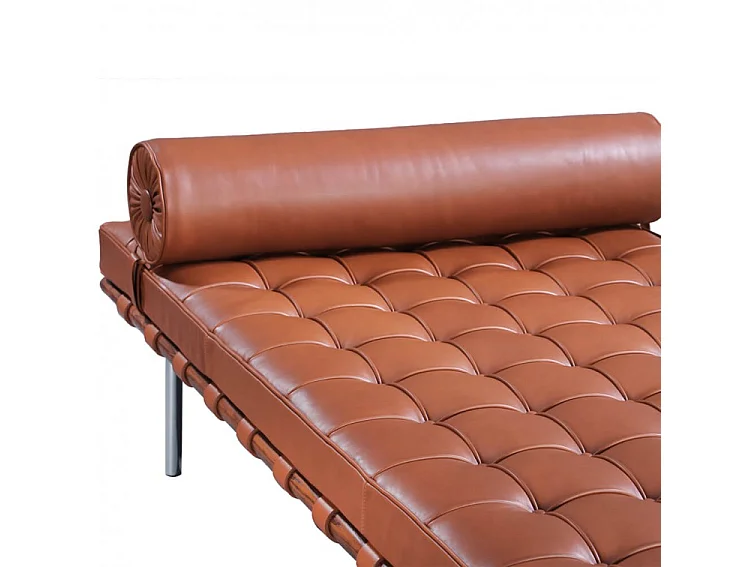 Méridienne design cuir marron capitonné Larkow