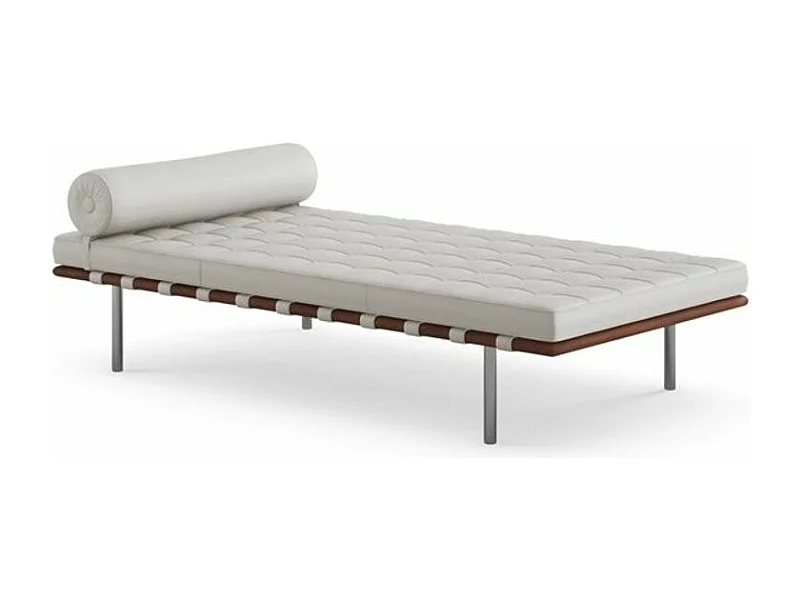 Méridienne design cuir blanc capitonné Larkow