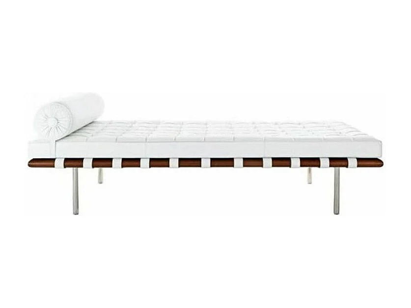 Méridienne design cuir blanc capitonné Larkow