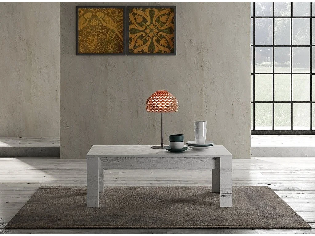 Table basse bois mélaminé chêne foncé Saxo L 122cm