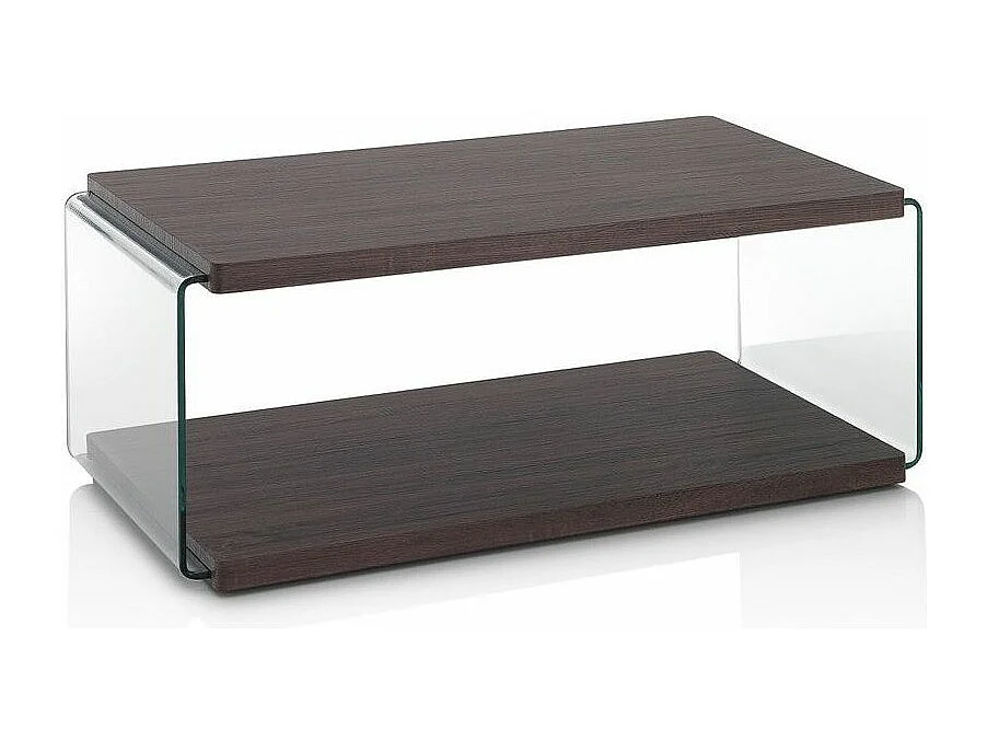 Table basse bois noyer foncé et pieds verre transparent Osso L 110cm
