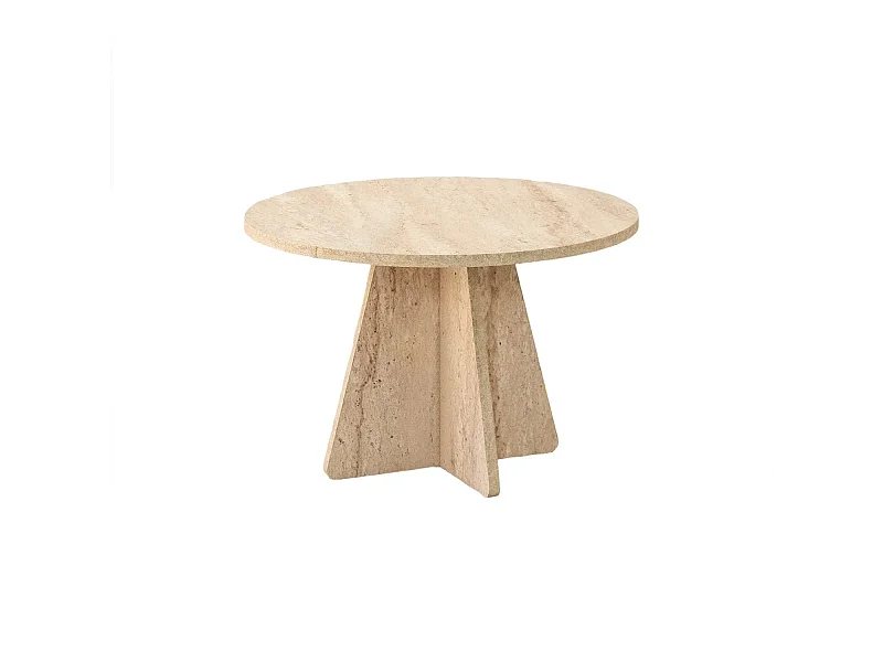 Table basse design Fungi D60cm Effet travertin Beige