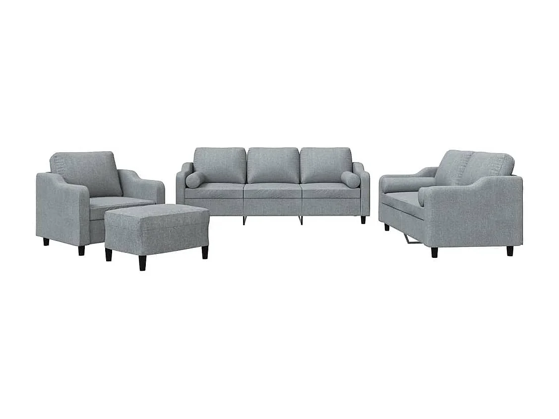 Ensemble de canapés 4 pcs coussins gris clair tissu
