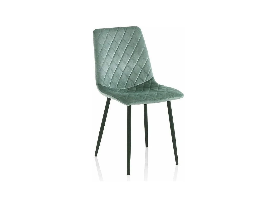 Chaise velours vert et pieds métal noir Danila - Lot de 4