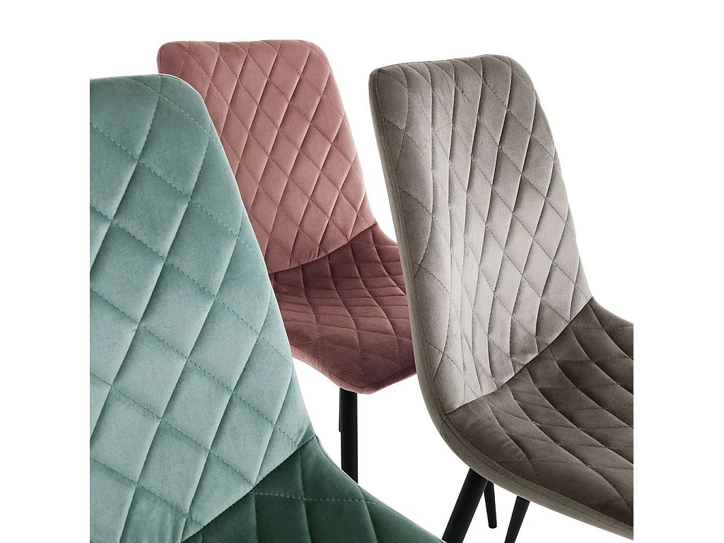 Chaise velours vert et pieds métal noir Danila - Lot de 4