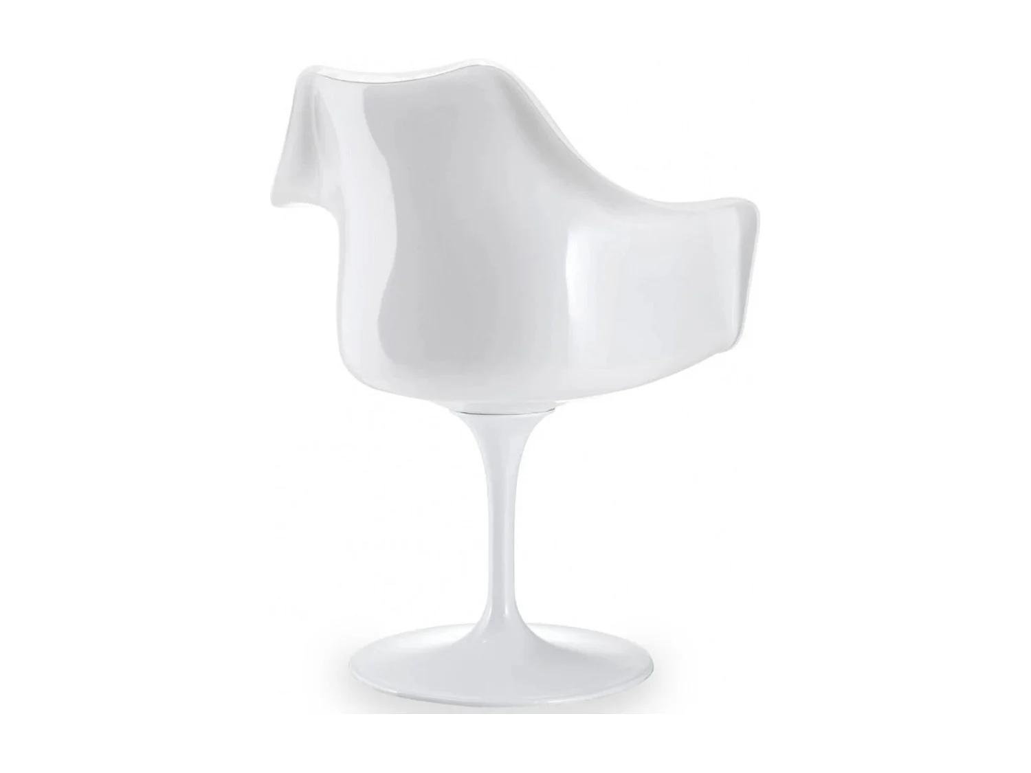Fauteuil blanc brillant avec coussin tissu rouge pétale de tulipe