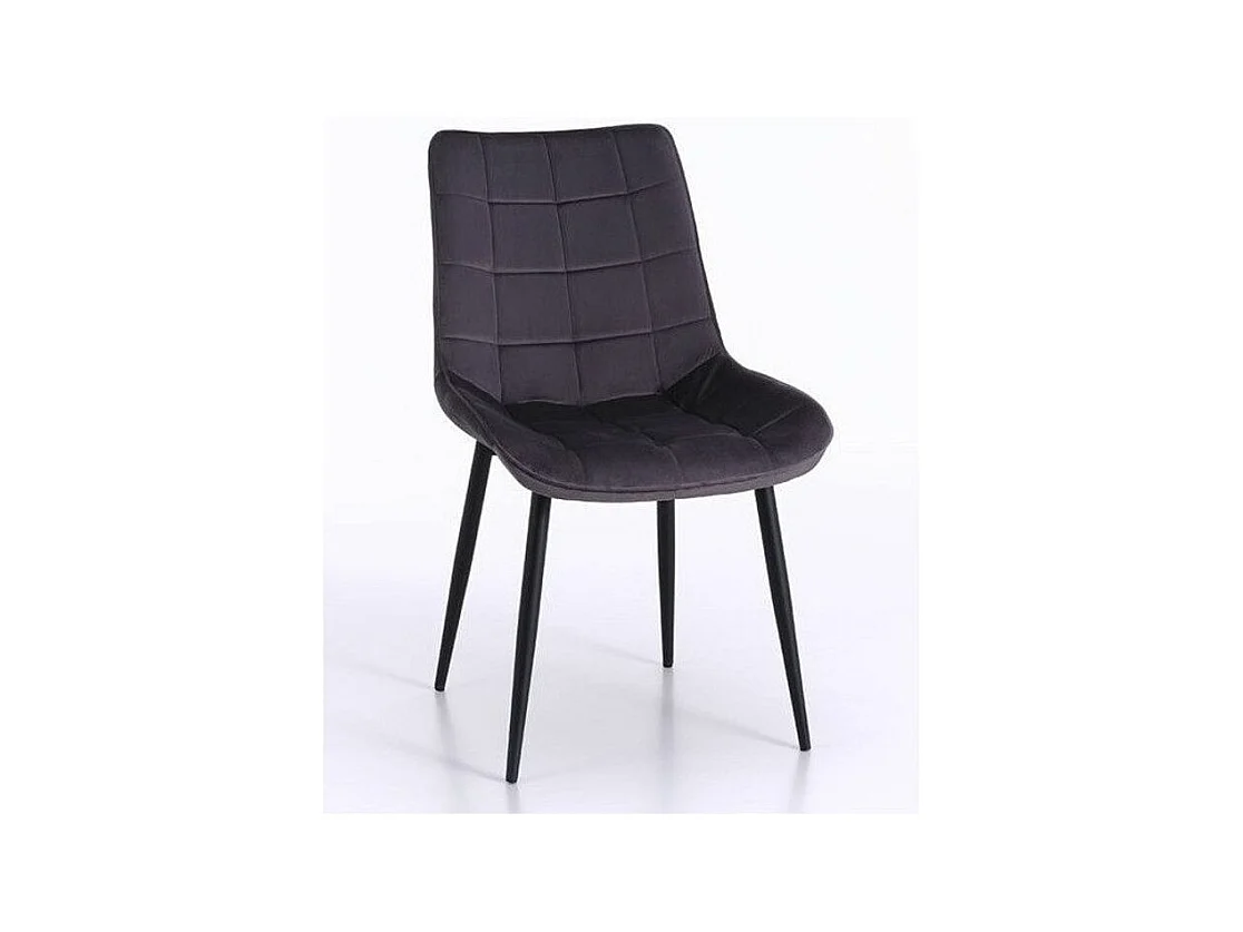Chaise velours gris foncé et pieds métal noir Lottac - Lot de 4