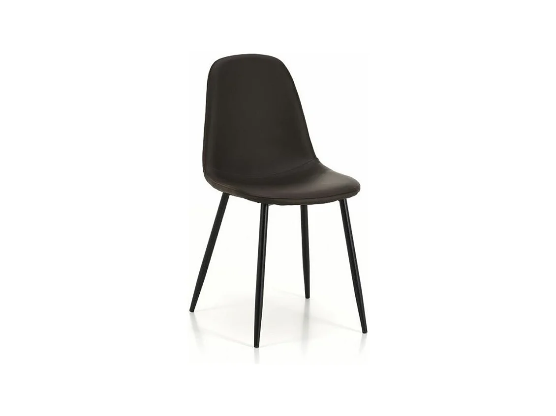 Chaise simili cuir marron foncé et pieds métal noir Danita - Lot de 4