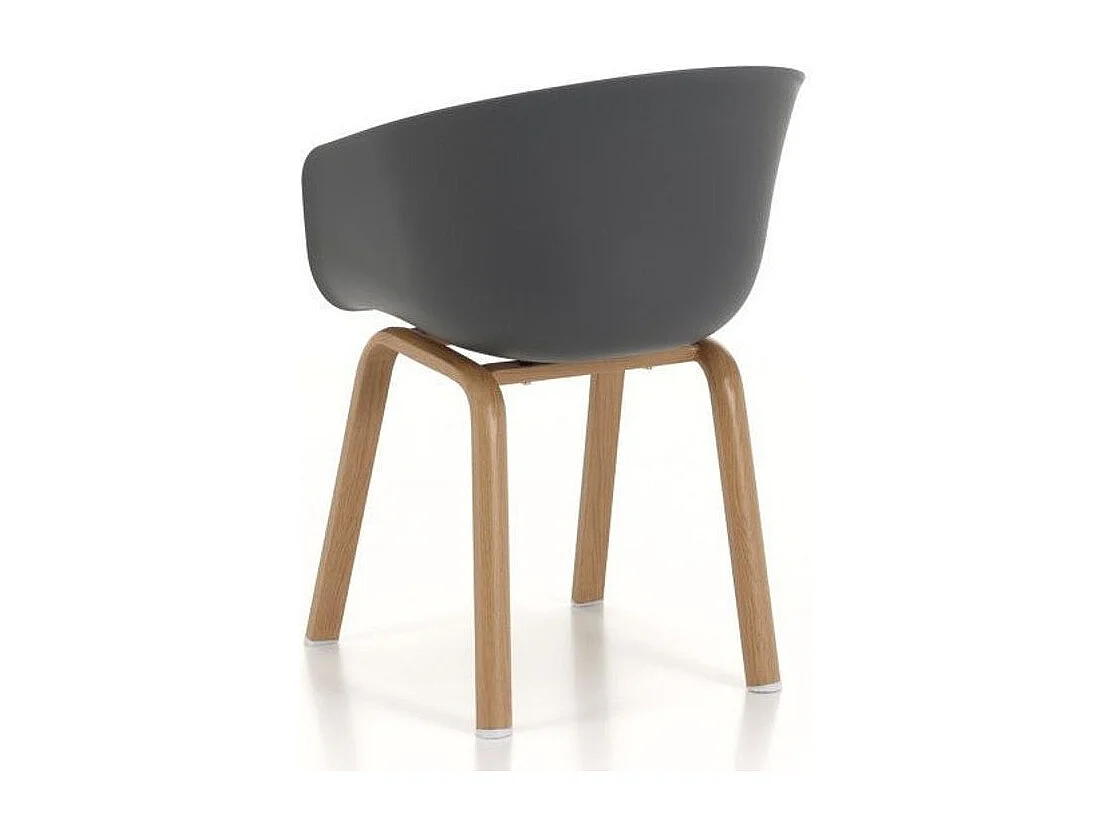 Chaise avec accoudoirs polypropylène gris et pieds métal effet bois Latan - Lot de 4