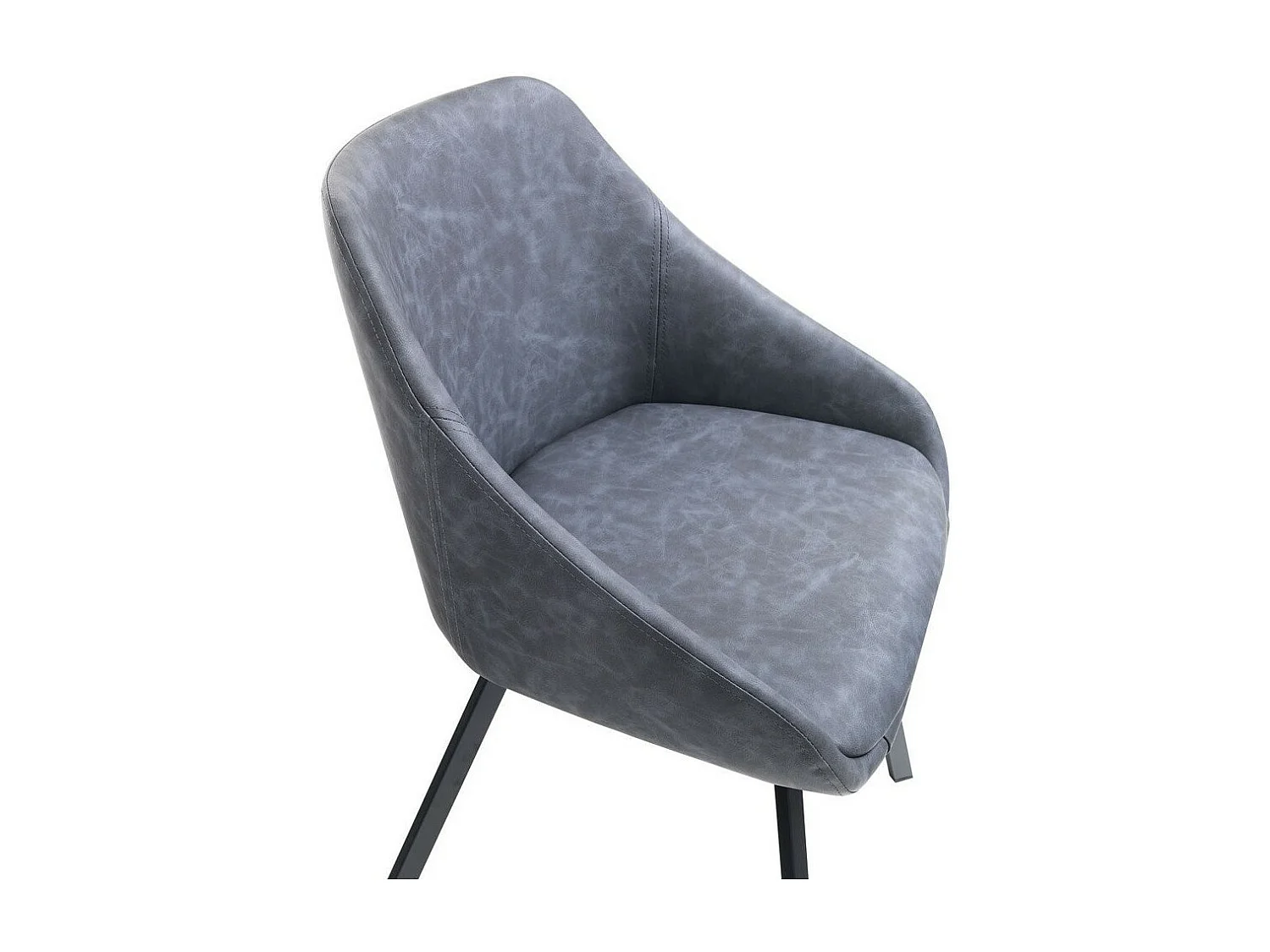 Chaise avec accoudoirs simili cuir bleu gris et pieds métal noir Moza - Lot de 2
