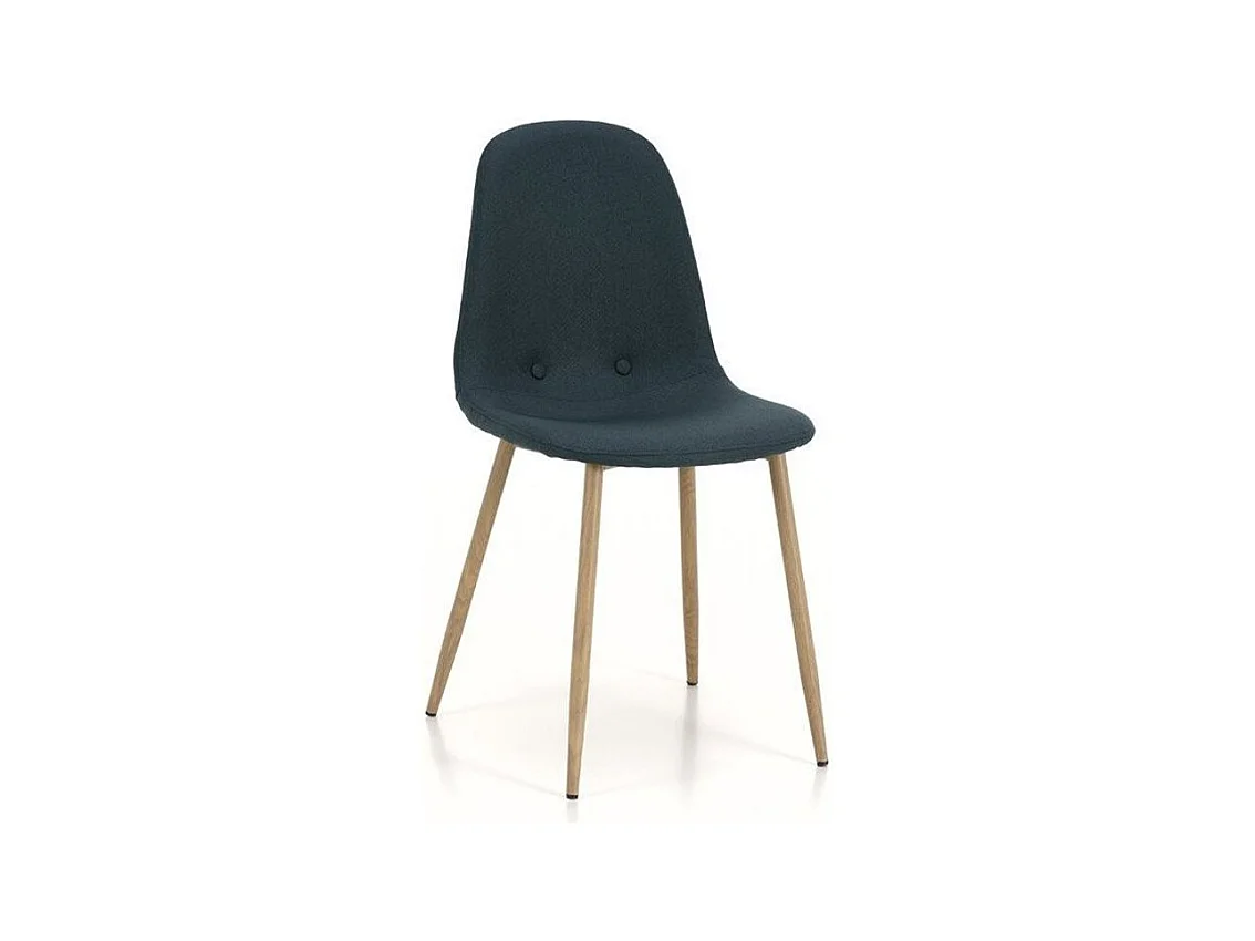 Chaise tissu vert foncé et pieds métal effet bois Mosac - Lot de 4