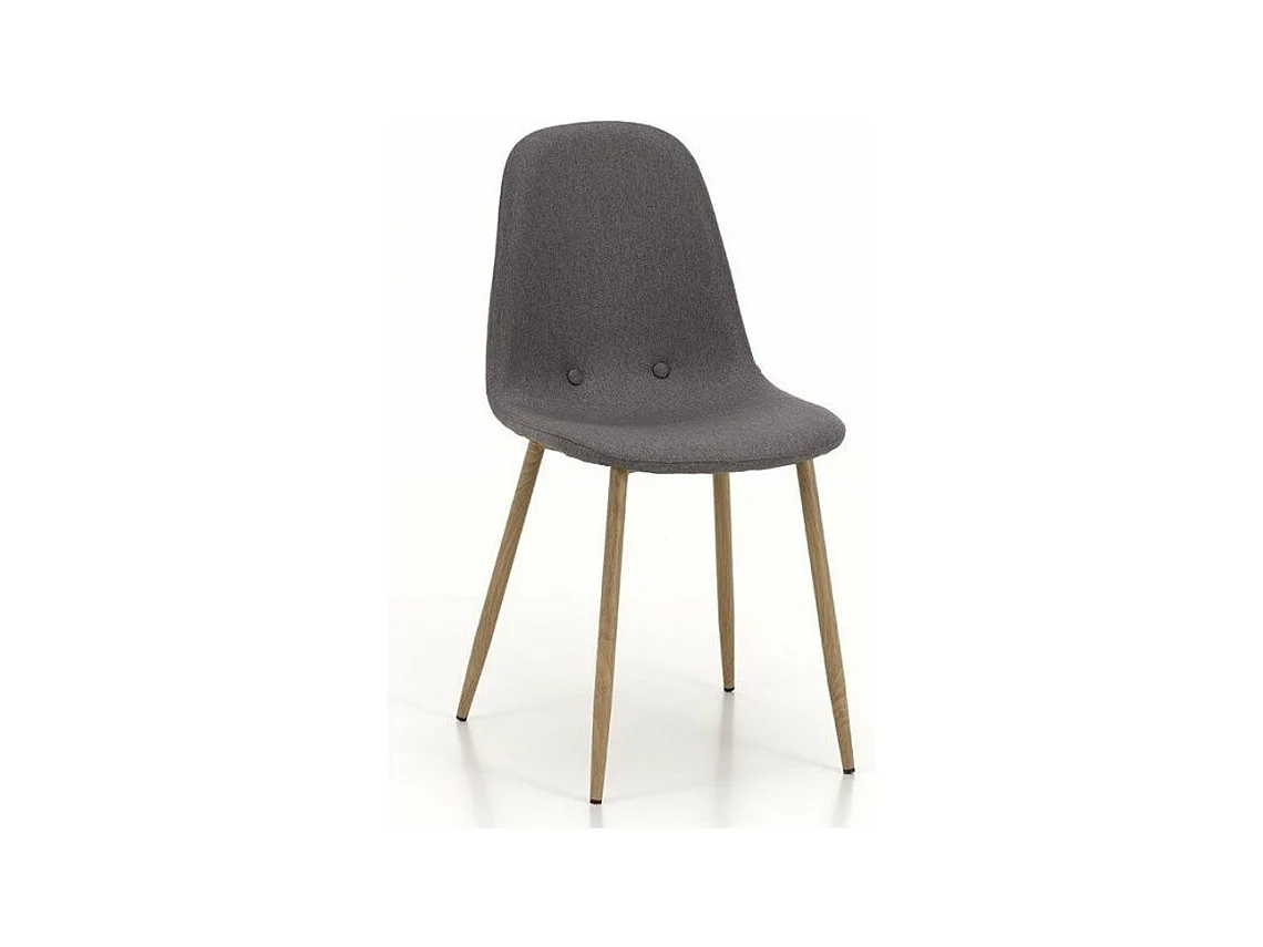 Chaise tissu gris et pieds métal effet bois Mosac - Lot de 4