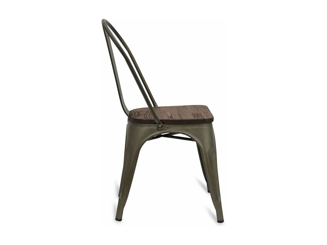 Chaise industrielle acier bronze et bois massif Woody