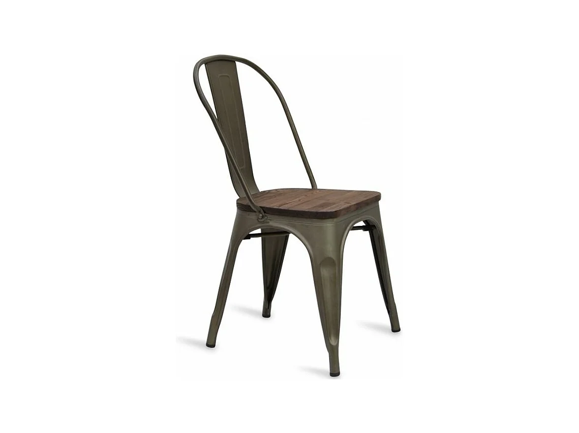 Chaise industrielle acier bronze et bois massif Woody