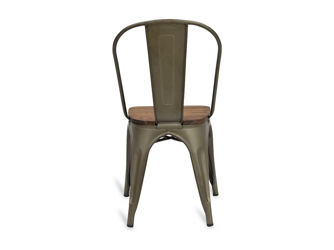 Chaise industrielle acier bronze et bois massif Woody