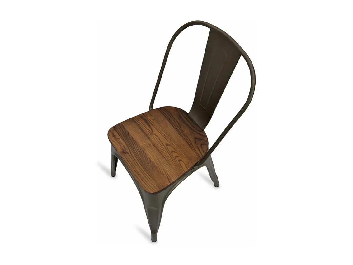 Chaise industrielle acier bronze et bois massif Woody