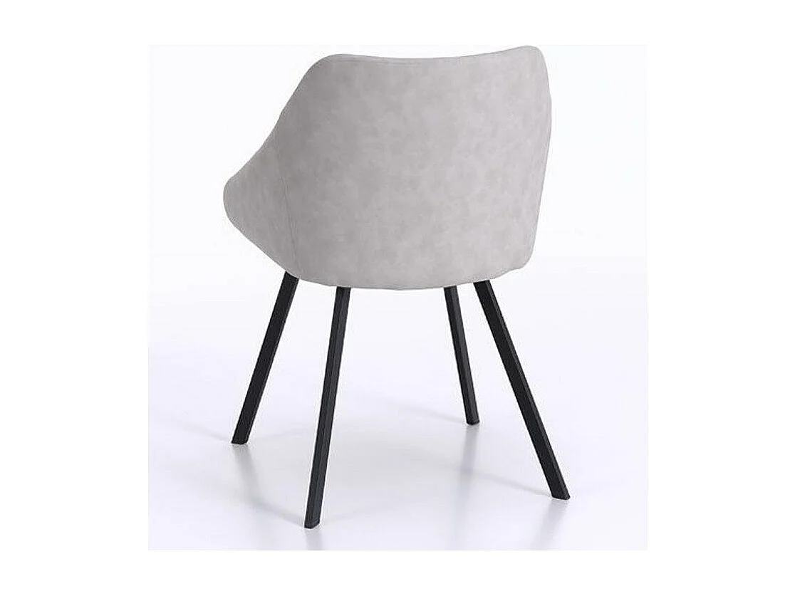 Chaise avec accoudoirs simili cuir gris et pieds métal noir Moza - Lot de 2