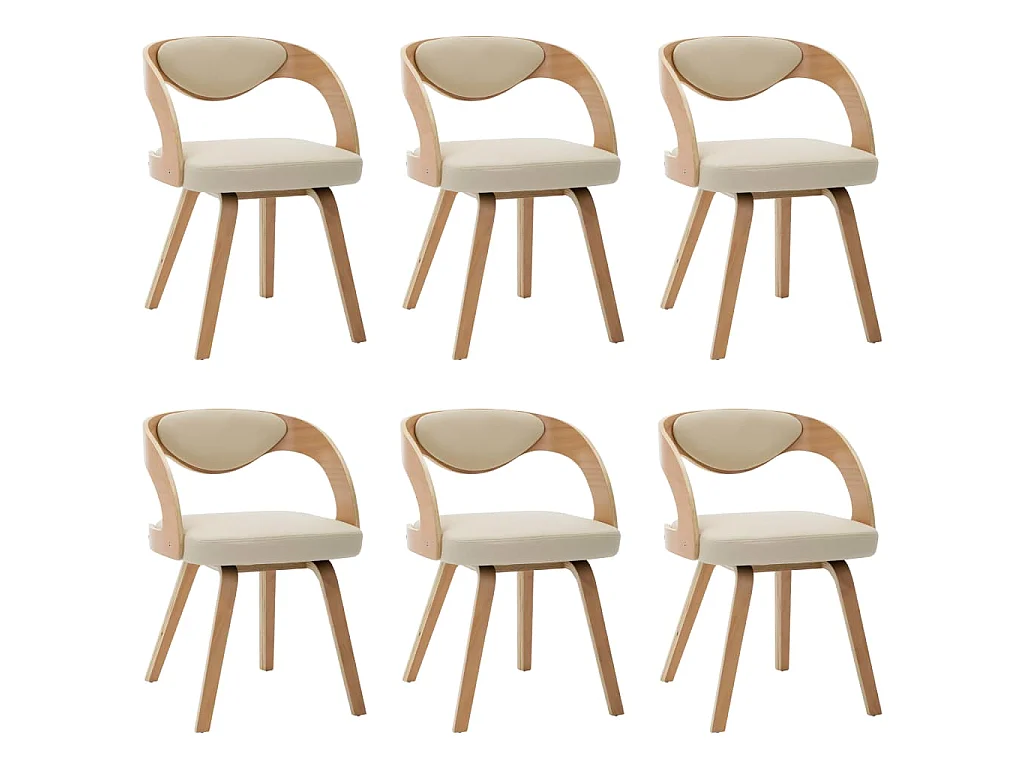 Esszimmerstühle 6 Stk. Creme Bugholz und Kunstleder