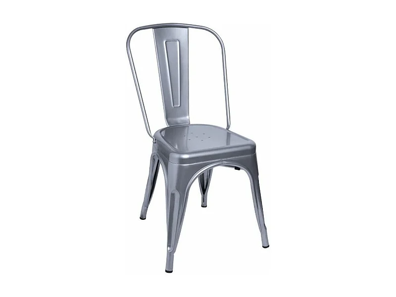 Silla industrial Kanbo de acero cepillado-Color Gris claro