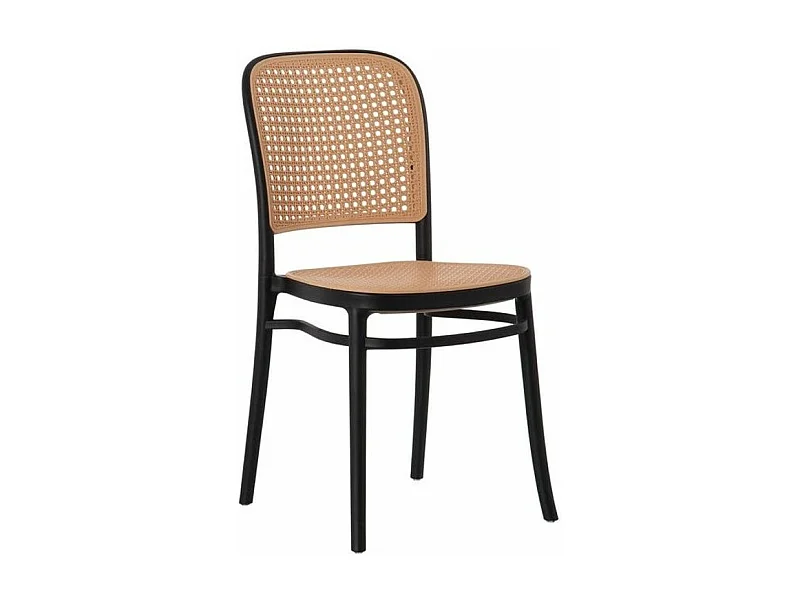 Chaise noir et rotin synthétique naturel Skoza