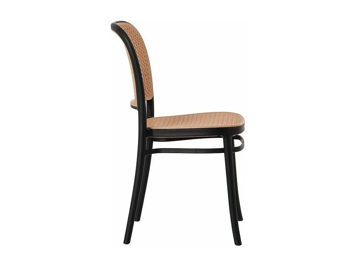 Chaise noir et rotin synthétique naturel Skoza