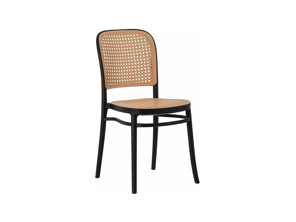 Chaise noir et rotin synthétique naturel Skoza