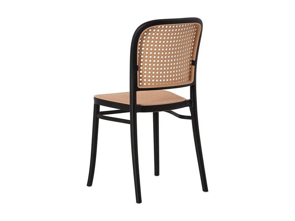 Chaise noir et rotin synthétique naturel Skoza