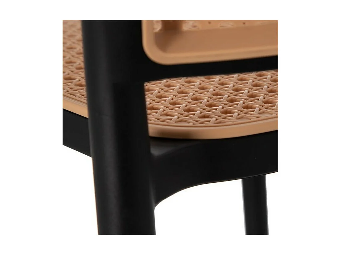 Chaise noir et rotin synthétique naturel Skoza