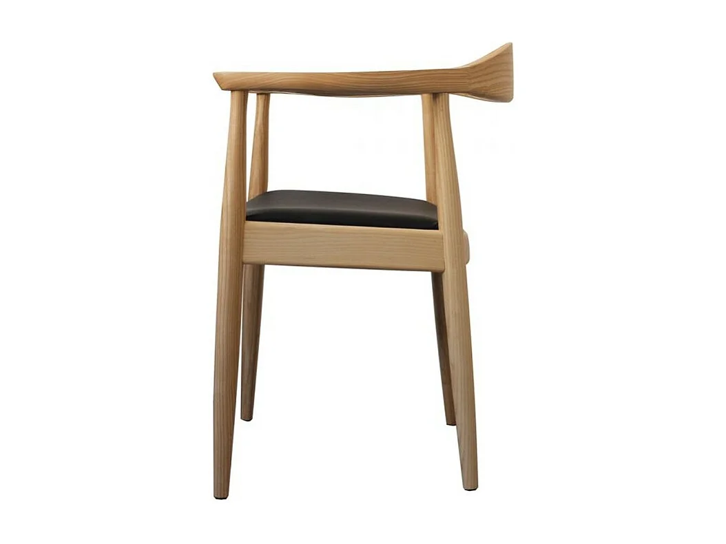 Design stoel naturel essen en zwarte kunstlederen zitting Konta