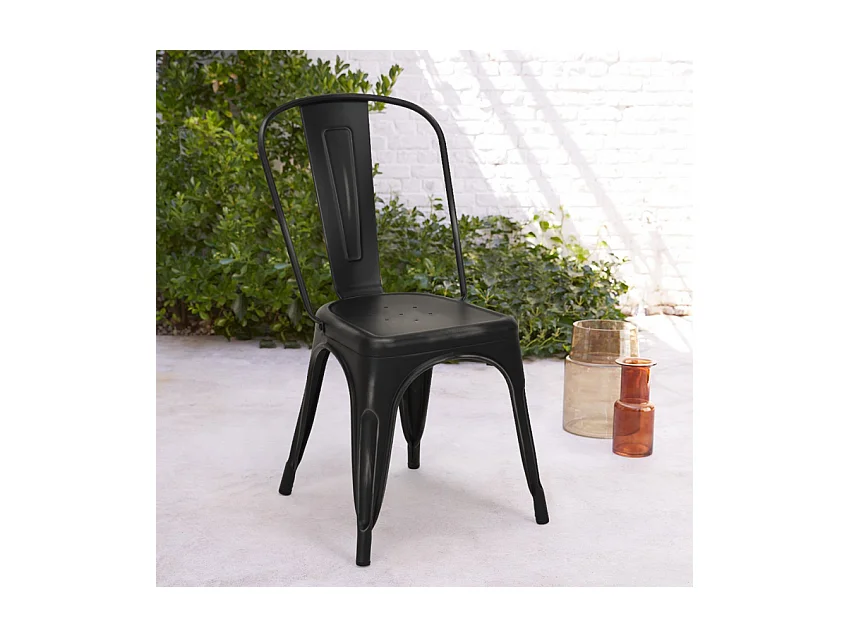 Chaise acier vintage vieilli Kintal-Couleur Noir