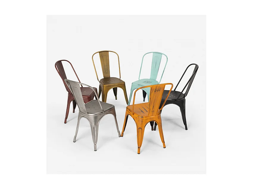 Chaise acier vintage vieilli Kintal-Couleur Noir