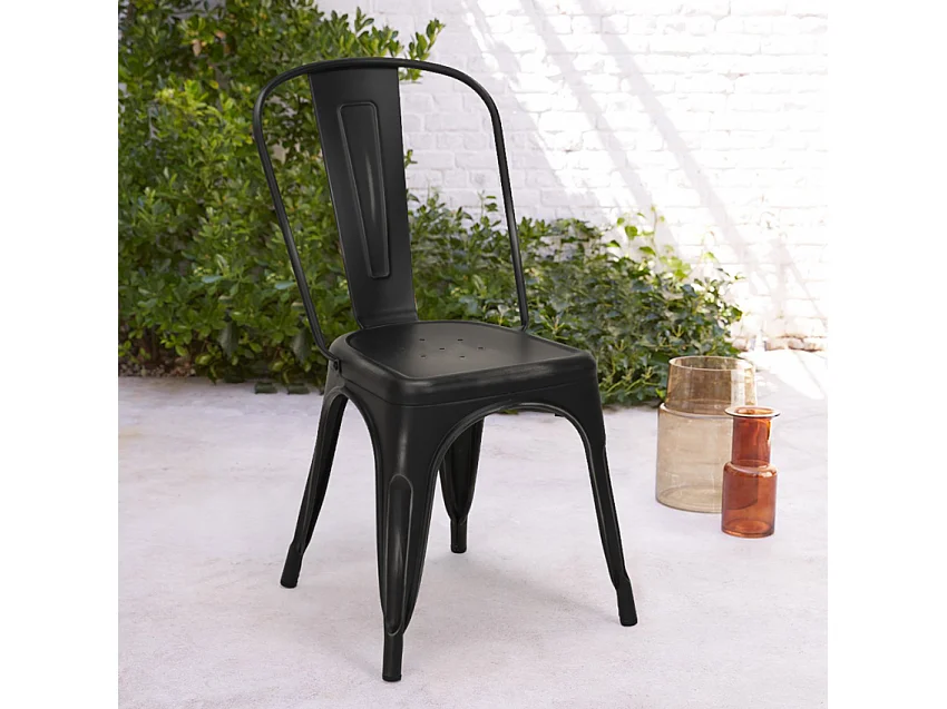 Kintal vintage verouderde stalen stoel-Kleur Zwart