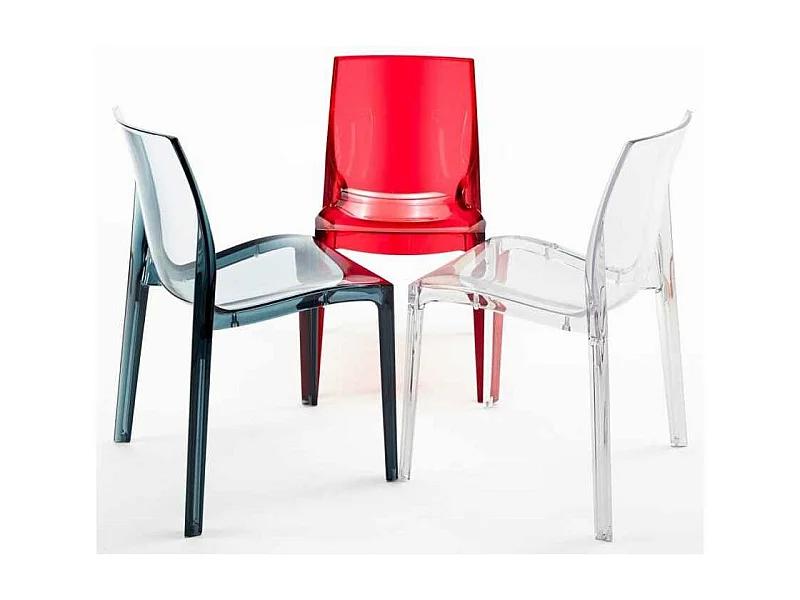 Chaise transparente empilable Koulio-Couleur Rouge