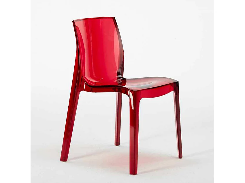 Chaise transparente empilable Koulio-Couleur Rouge