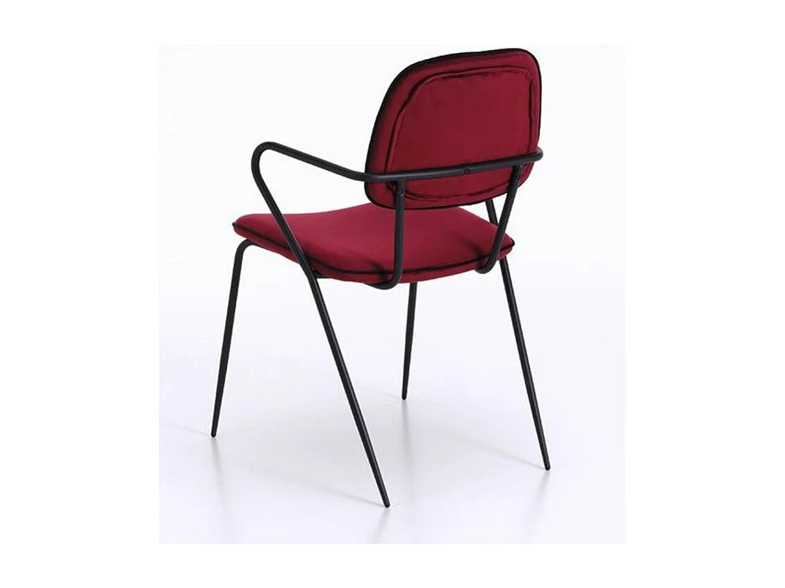 Chaise avec accoudoirs velours bordeaux et pieds métal noir Taio - Lot de 4