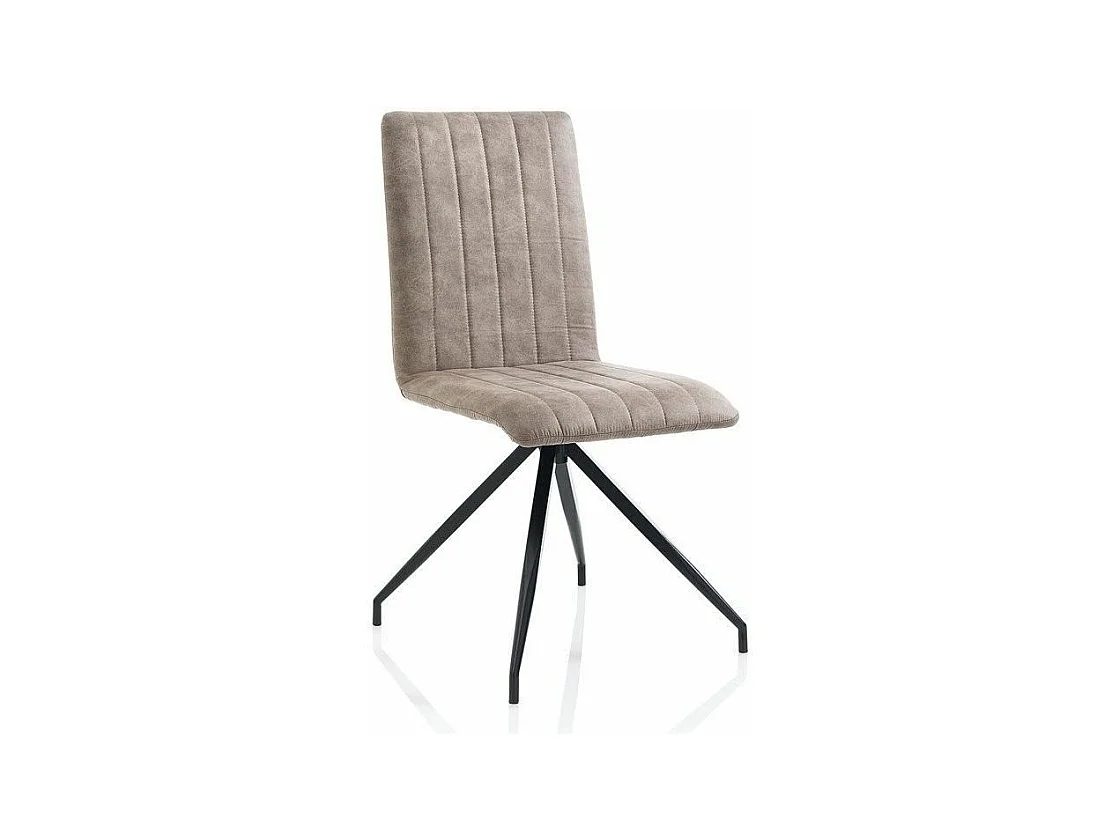 Chaise simili cuir beige et pieds métal noir Kirane - Lot de 2