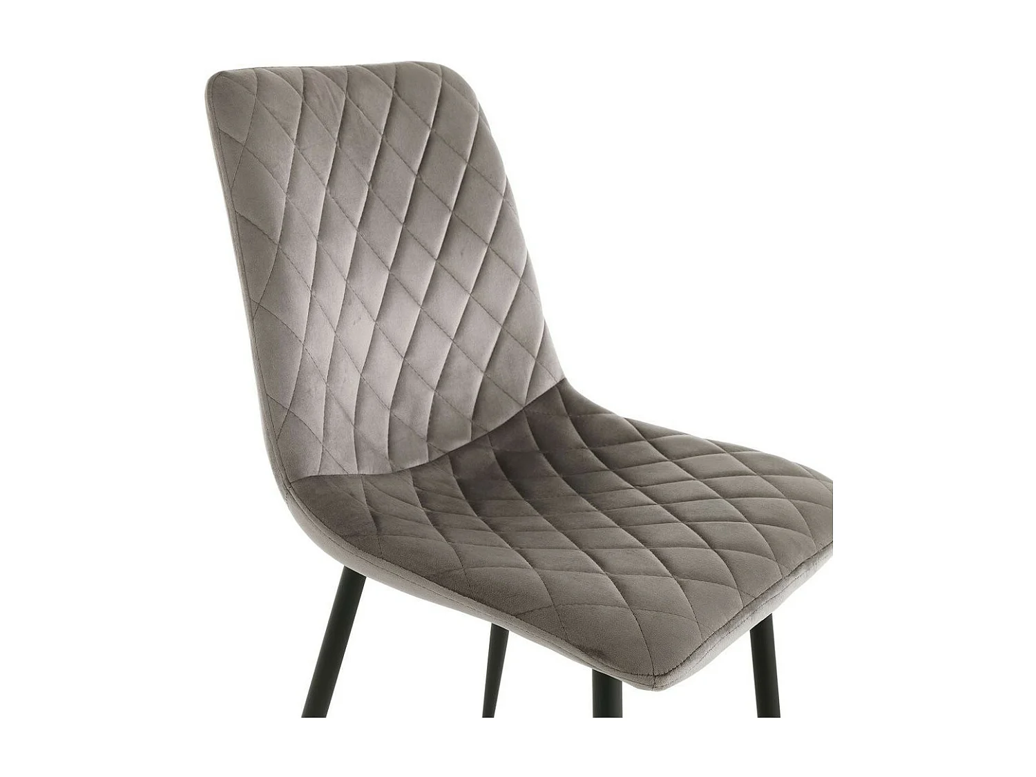 Chaise velours gris et pieds métal noir Danila - Lot de 4