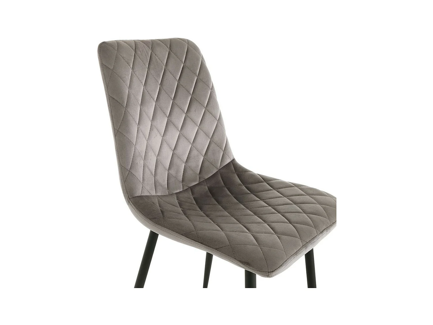 Chaise velours gris et pieds métal noir Danila - Lot de 4