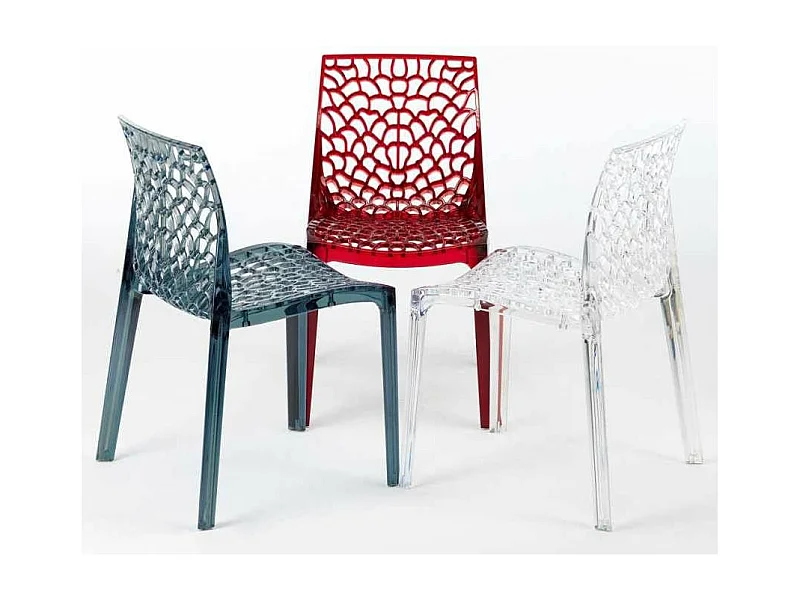 Chaise transparente empilable Pikazo-Couleur Rouge