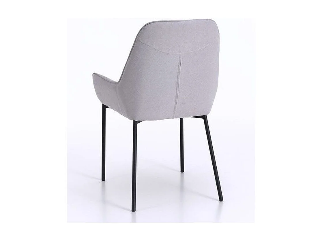 Chaise avec accoudoirs tissu gris clair et pieds métal noir Omery - Lot de 4