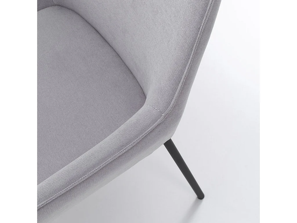 Chaise avec accoudoirs tissu gris clair et pieds métal noir Omery - Lot de 4