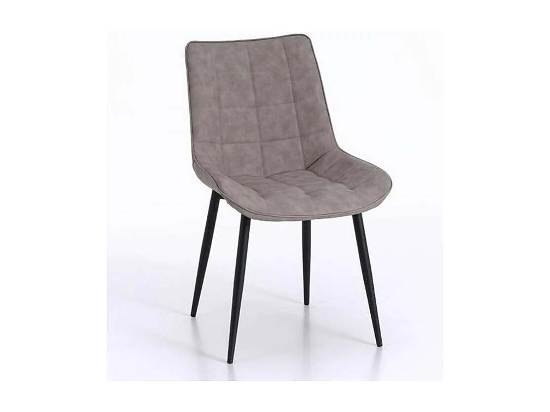 Chaise simili cuir taupe et pieds métal noir Lottac - Lot de 4